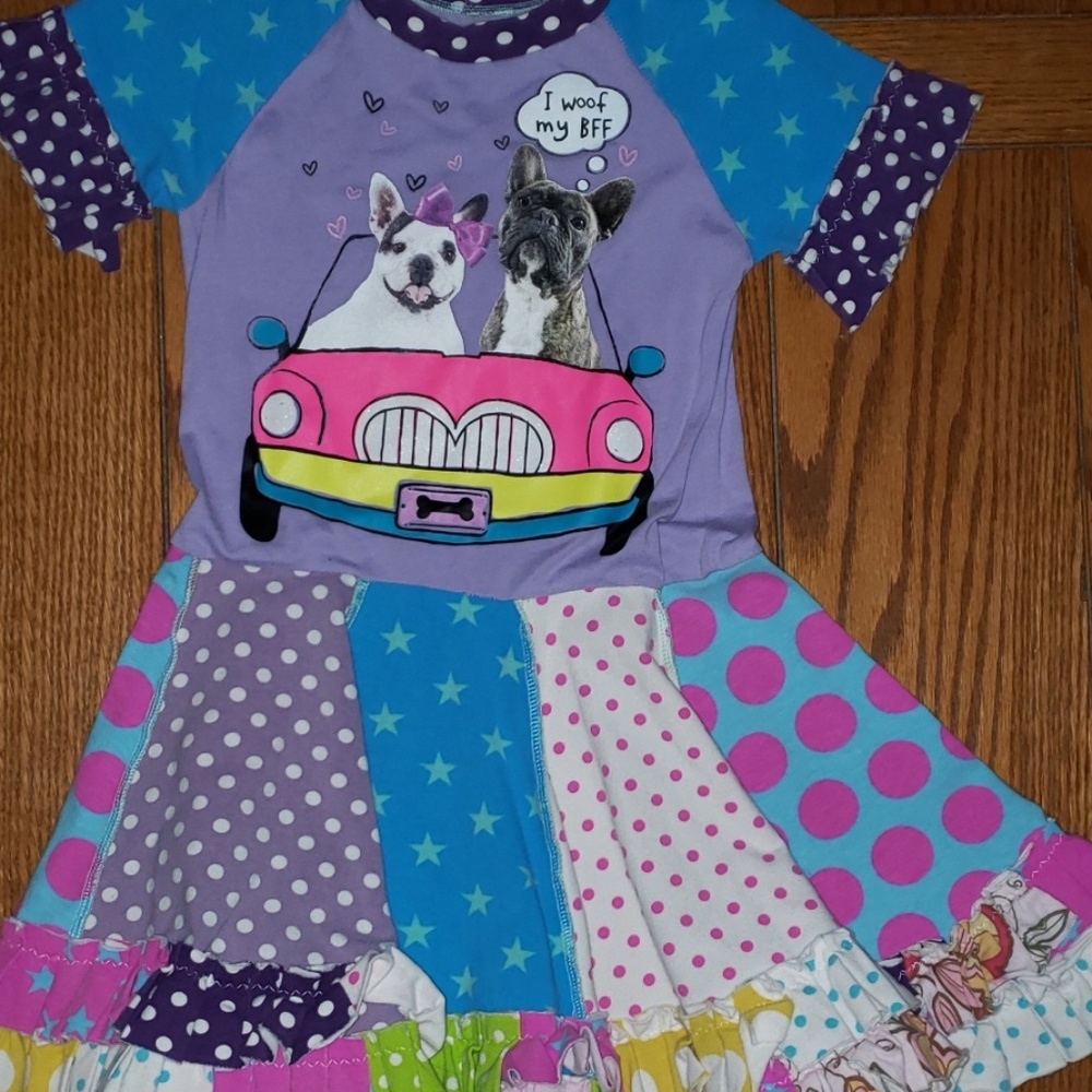 Girls frenchie dog custom dress